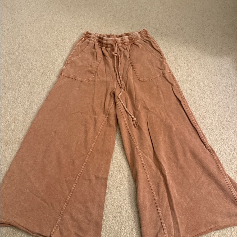 Wide Leg Tan Pants